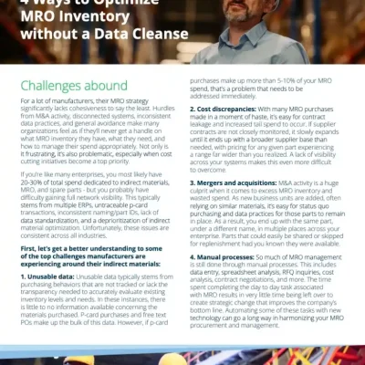 4 Ways to Optimize MRO Without a Data Cleanse