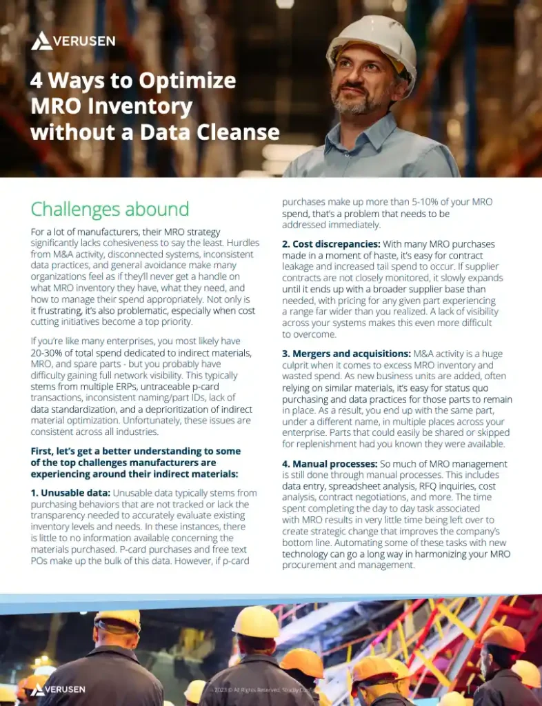 4 Ways to Optimize MRO Without a Data Cleanse