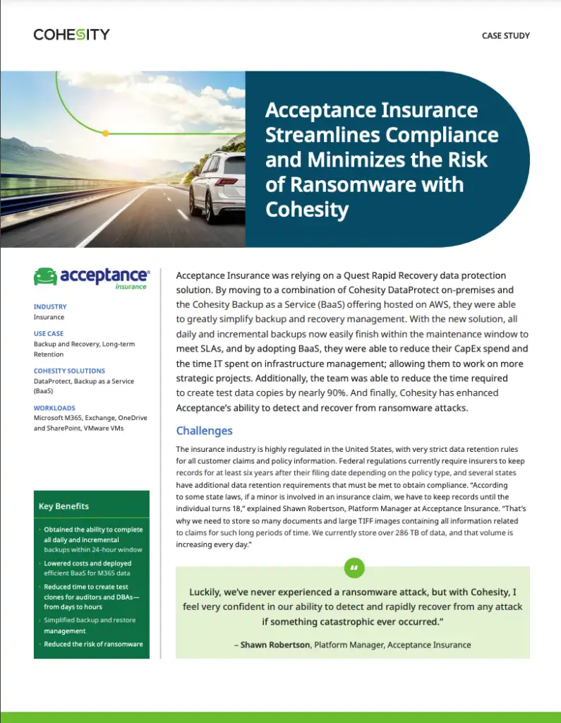 Case Study: Why Acceptance Insurance is Confident in Ability to Detect and Rapidly Recover from Any Attack
