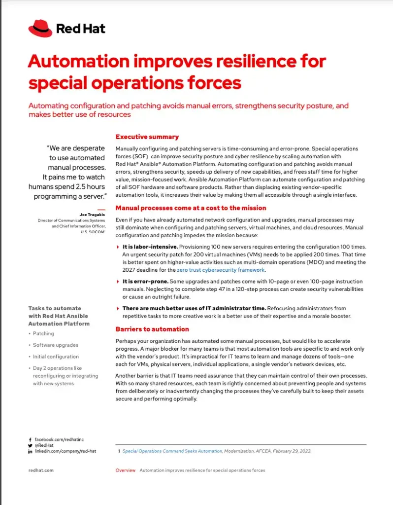 Automation improves resilience for special operations forces