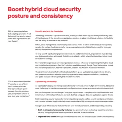 Boost cloud security posture and consistency with Red Hat and Google Cloud