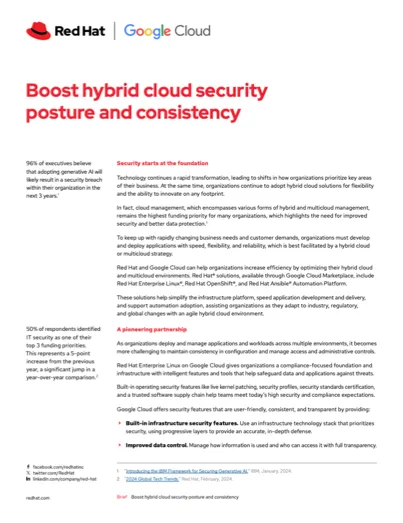 Boost cloud security posture and consistency with Red Hat and Google Cloud