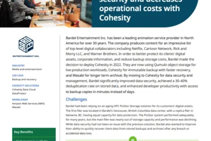Bardel Entertainment chose Cohesity for data security and decreased restore time by 99%
