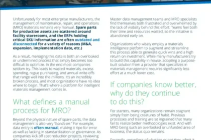 Stop Relying on Manual Processes for MRO and Indirect Material Management