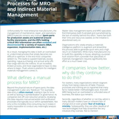 Stop Relying on Manual Processes for MRO and Indirect Material Management