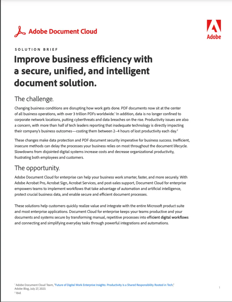 Improve business efficiency with a secure, unified, and intelligent document solution.