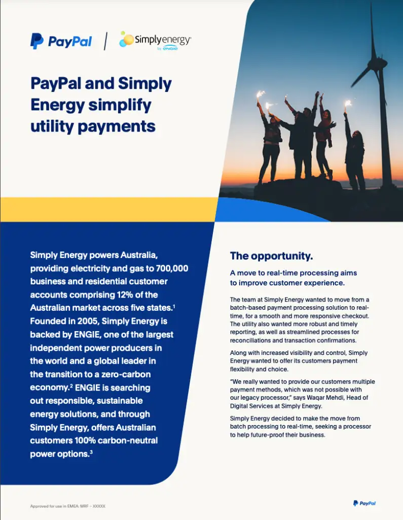 PayPal and Simply Energy simplify utility payments
