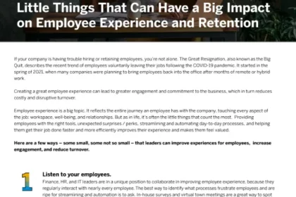 5 Little Things That Can Have a Big Impact on Employee Experience