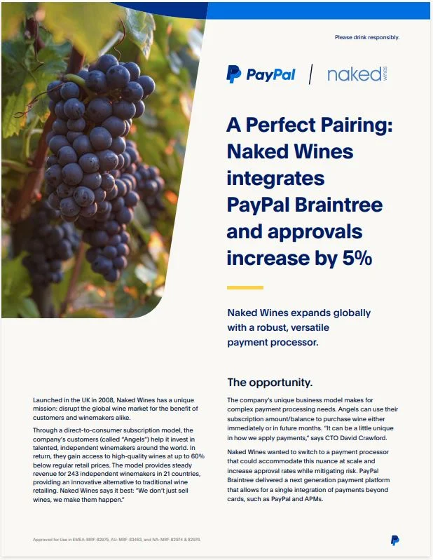 A Perfect Pairing: Naked Wines integrates PayPal Braintree and approvals increase by 5%
