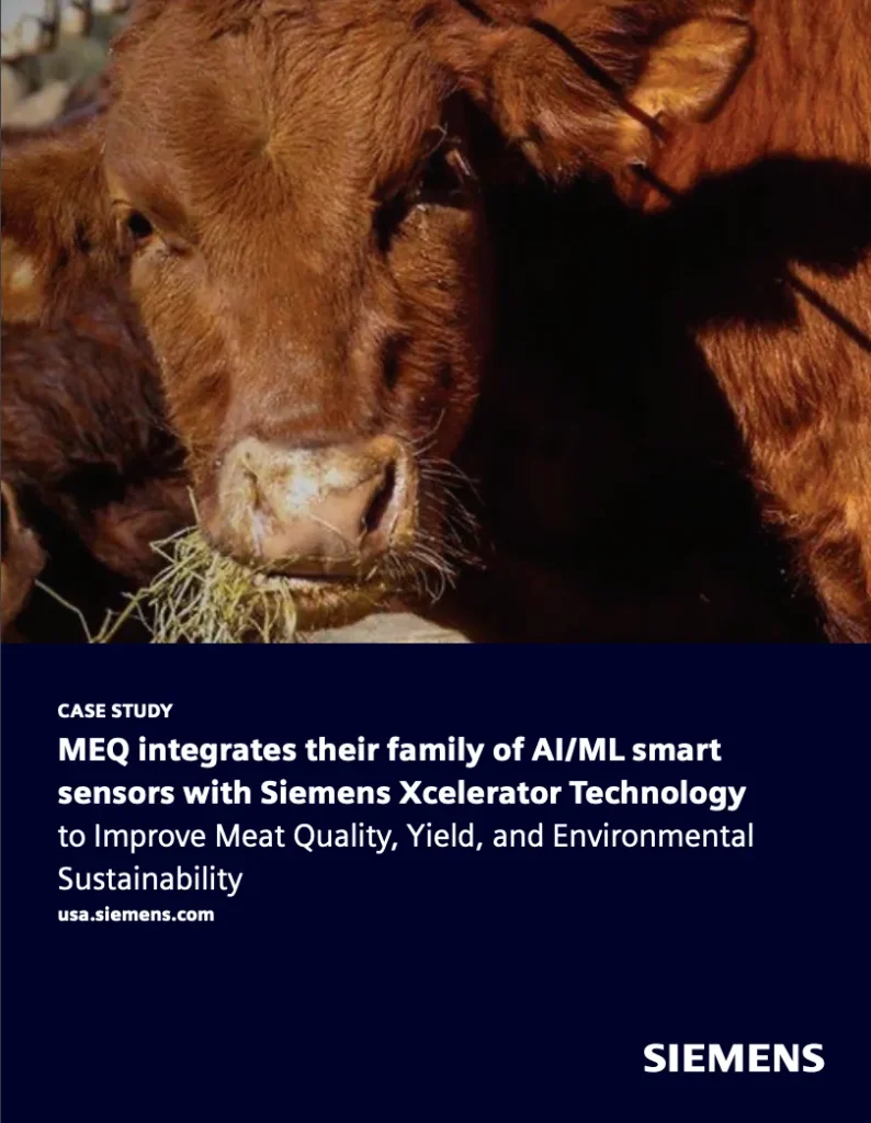 MEQ integrates their family of AI/ML smart sensors with Siemens Xcelerator Technology to Improve Meat Quality, Yield, and Environmental Sustainability