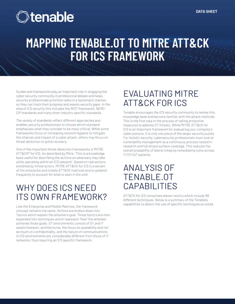 MITRE ATT&CK For ICS – Tenable’s Take