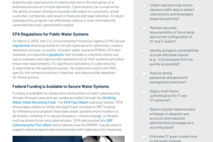 Protecting Public Water Systems from Cyberattacks