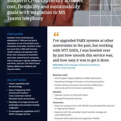 Southern Cross University Achieves Cost, Flexibility and Sustainability Goals with Migration to MS Teams Telephony