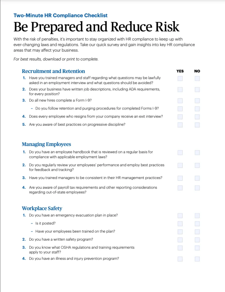 Two-Minute HR Compliance Checklist