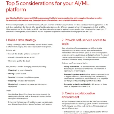 Top 5 considerations for your AI/ML platform