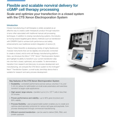 Flexible and scalable nonviral delivery for cGMP cell therapy processing