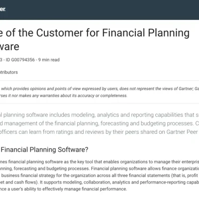 Gartner Voice of the Customer: Financial Planning Software