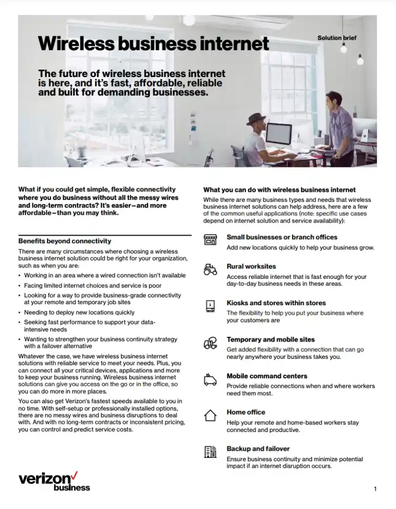 Wireless business internet