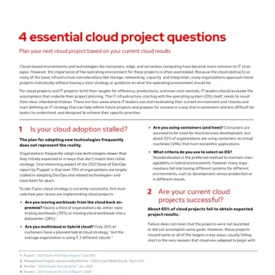 4 essential cloud project questions