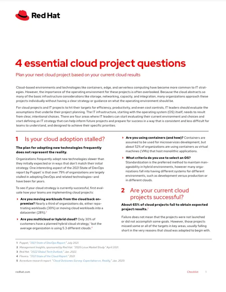 4 essential cloud project questions