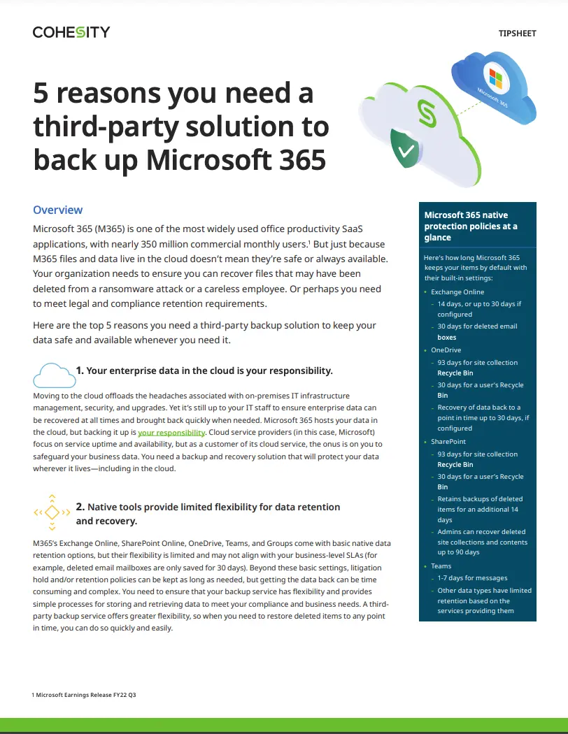 5 Reasons Why You Need a Third-party Solution to Back Up Microsoft 365