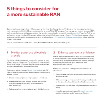 5 things to consider for a more sustainable RAN