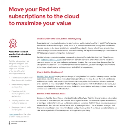 Move your Red Hat subscriptions to the cloud to maximize your value