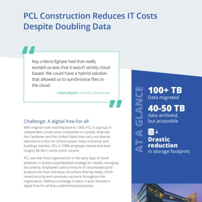PCL Construction reduces IT costs despite doubling data