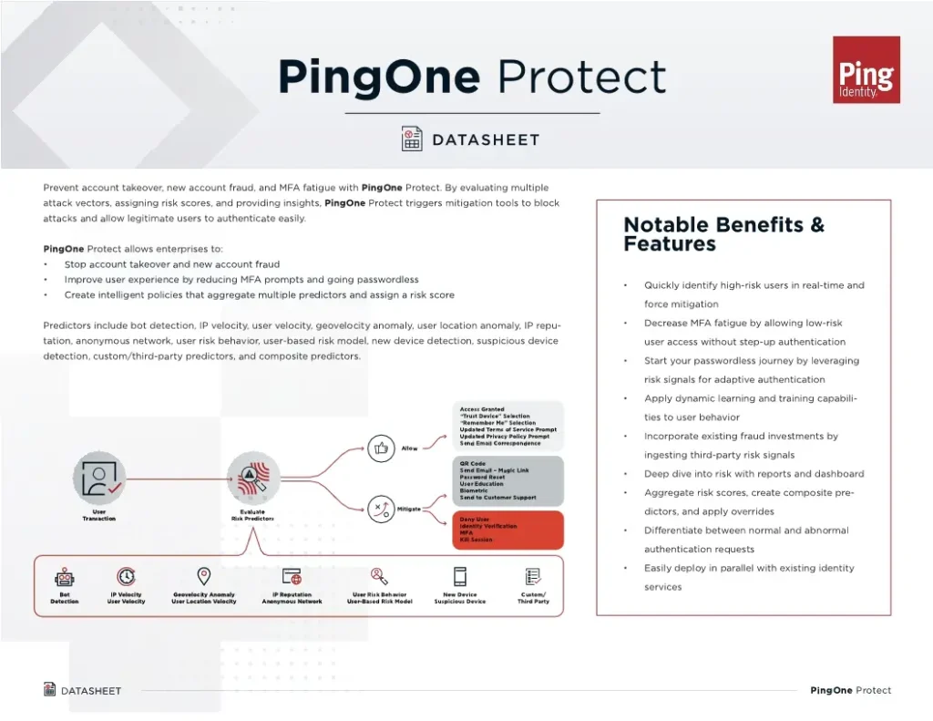 PingOne Protect Datasheet