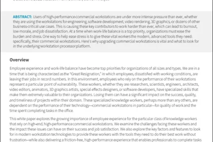 The Business Case for Delivering an Advanced Commercial Workstation Experience