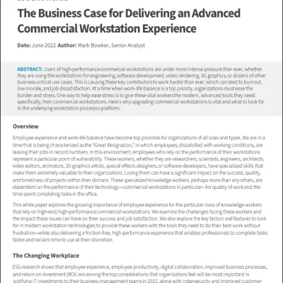The Business Case for Delivering an Advanced Commercial Workstation Experience
