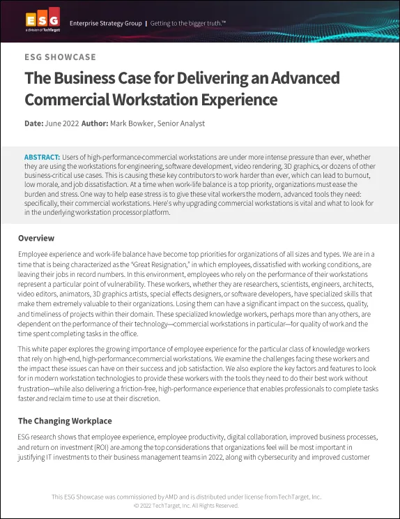 The Business Case for Delivering an Advanced Commercial Workstation Experience
