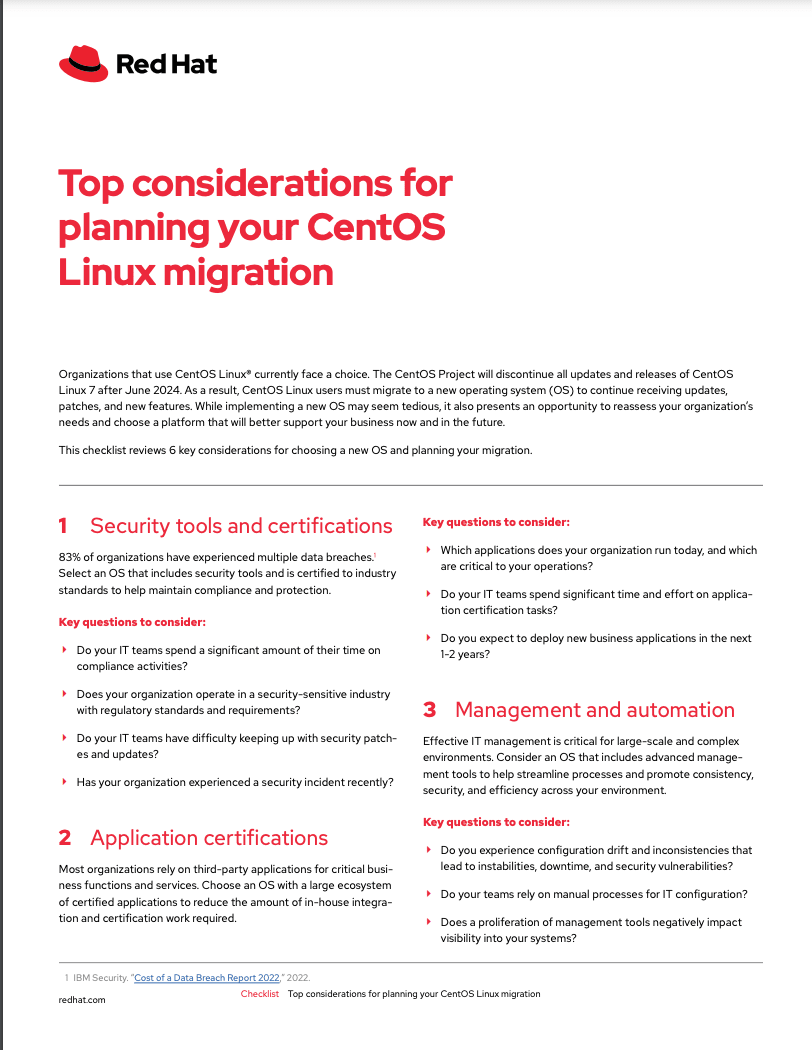 Top considerations for planning your CentOS Linux migration