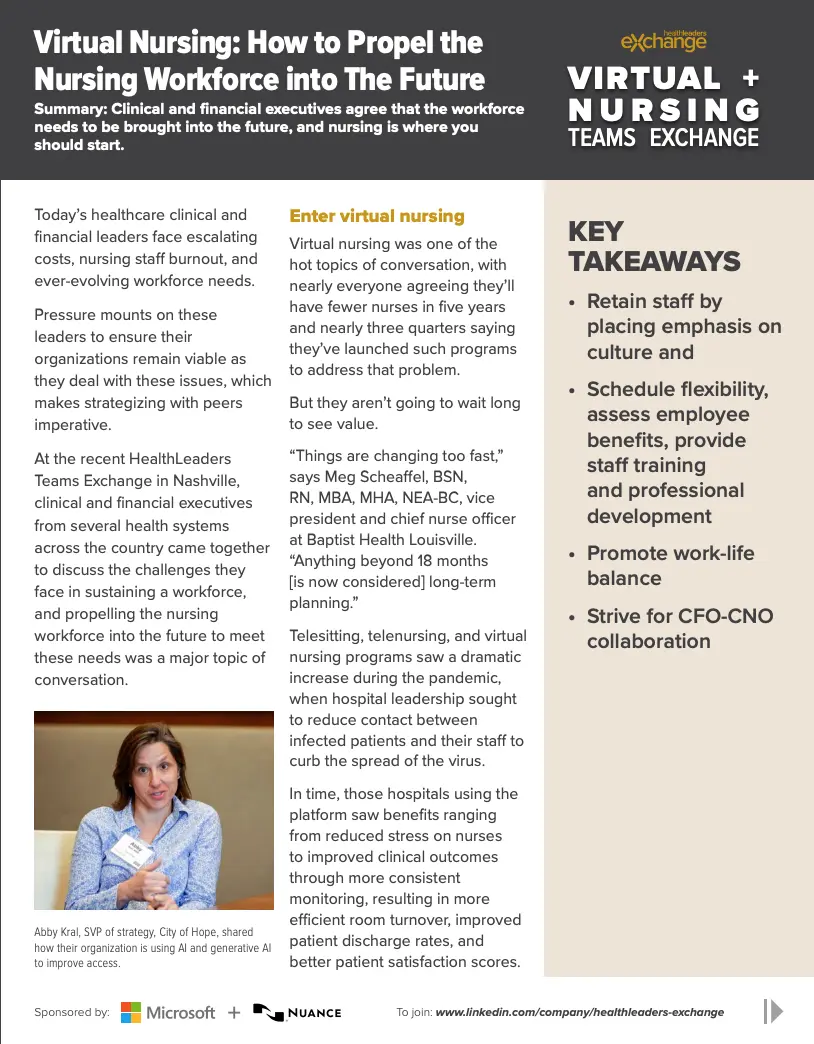 Virtual Nursing: How to Propel the Nursing Workforce into The Future