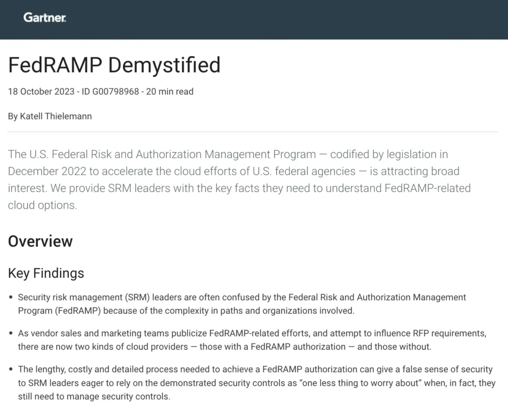 Gartner® Report: FedRAMP Demystified