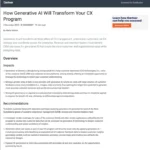 How Generative Al Will Transform Your CX Program