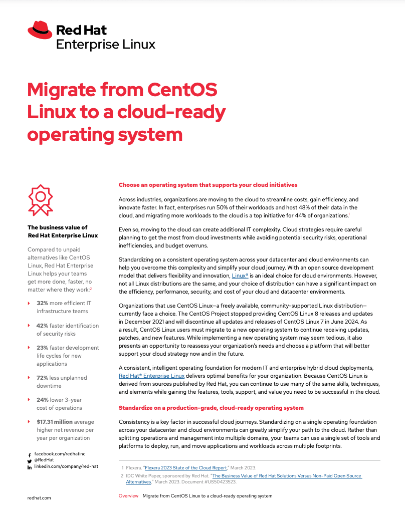 Migrate from CentOS Linux to a cloud-ready operating system