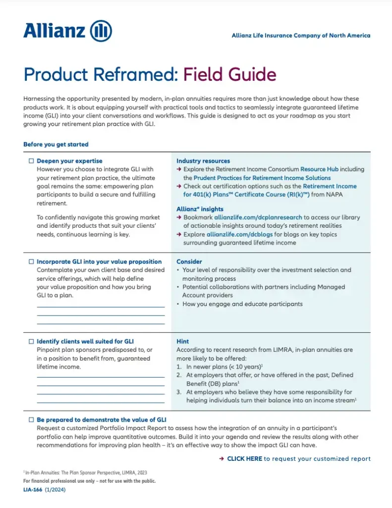 Field Guide: Your Roadmap to Integrating Guaranteed Lifetime Income