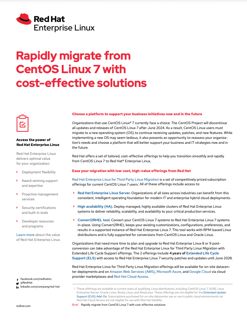 Rapidly migrate from CentOS Linux 7 with cost-effective solutions