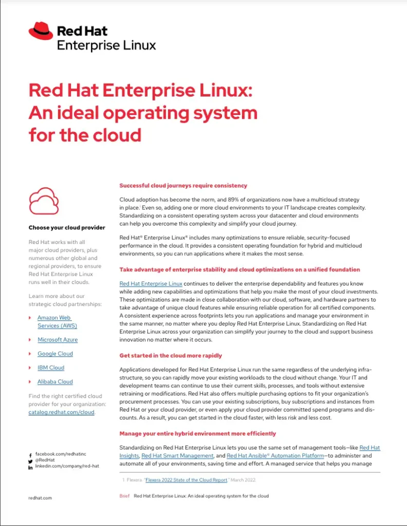 Red Hat Enterprise Linux: An ideal operating system for the cloud