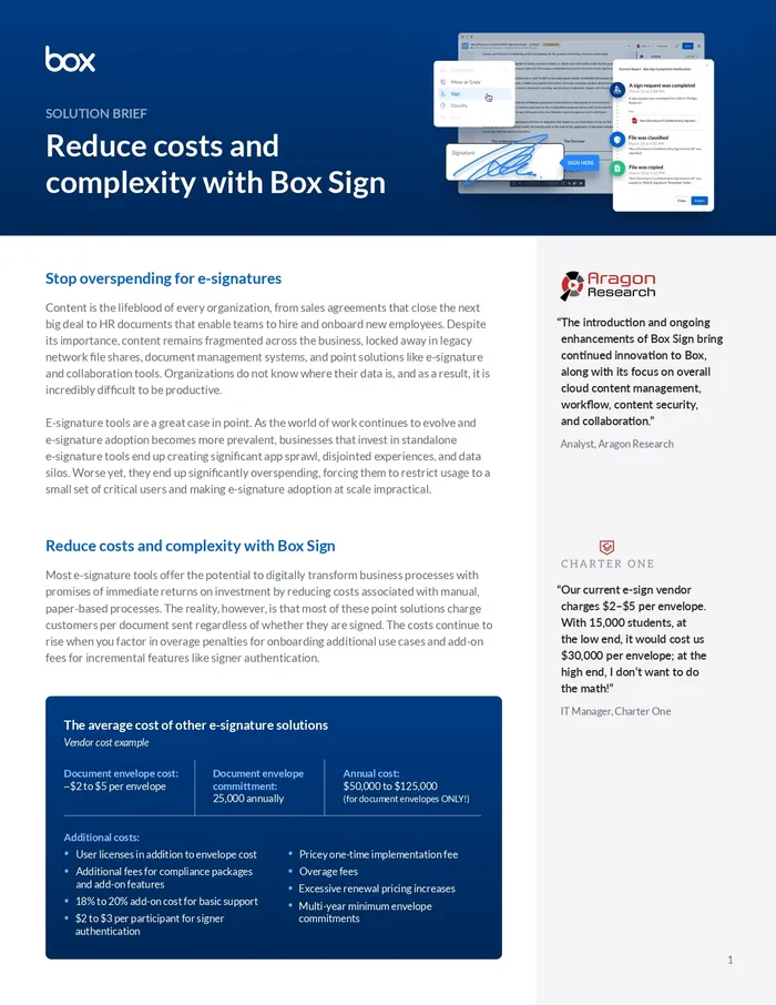 Reduce costs and complexity with Box Sign