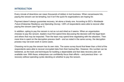 IDC Why Secure Backup is Safer than Paying the Ransom