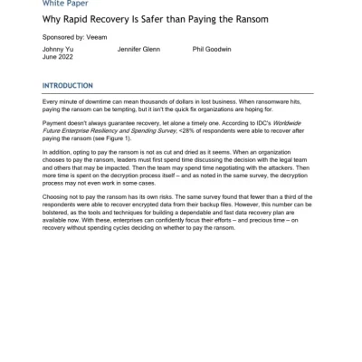 IDC Why Secure Backup is Safer than Paying the Ransom